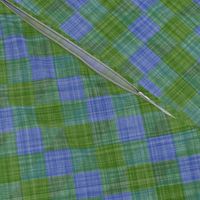  Argyle Checker Plaid Linen - Green Blue