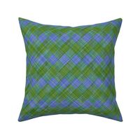  Argyle Checker Plaid Linen - Green Blue