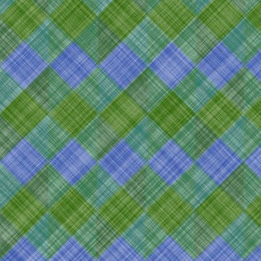  Argyle Checker Plaid Linen - Green Blue