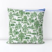 Toile Greyhound in blue, stuffed pillow kit - female