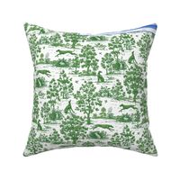 Toile Greyhound in blue, stuffed pillow kit - female