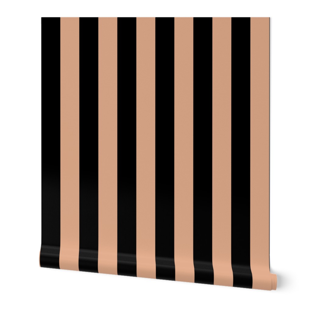 simple stripes vertical 2 two inch copper brown ivory black classic stripe