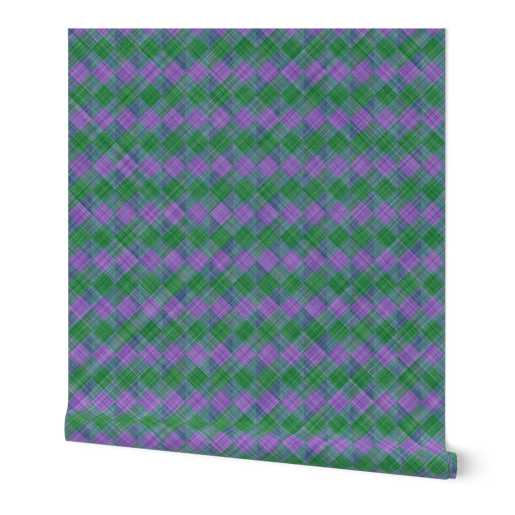  Argyle Checker Plaid Linen - Lavender Green