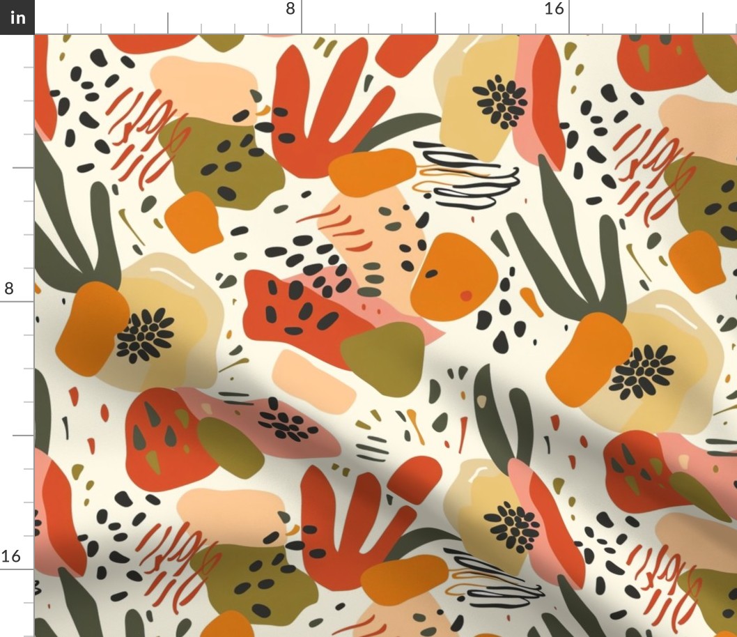 Abstract Orange and Pink Floral