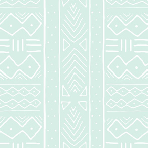 Mudcloth in white on mint