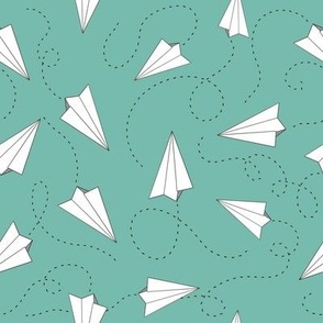 Paper Airplanes with teal background 