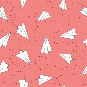 Paper Airplanes on Pink Background