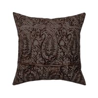 Large Scale Block Printed Paisley Bohemian Print In Charcoal Grey And Black 065