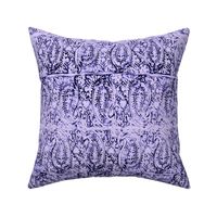 Medium Scale Block Printed Paisley Bohemian Print In Pale Blue Violet And Black