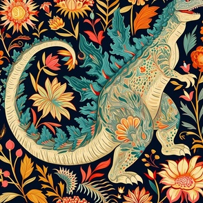 Floral Kaiju  - Dinosaur and Blossoms