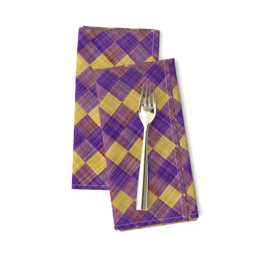  Argyle Checker Plaid Linen - Purple Yellow