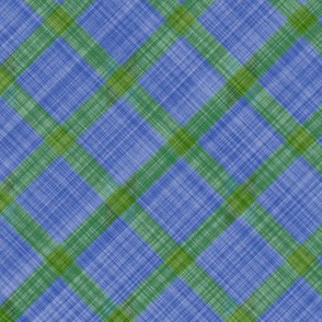 Grid Plaid Linen - Green Blue