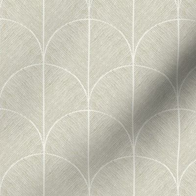 Light sage green and white large modern art deco fan scallops with contrast texture