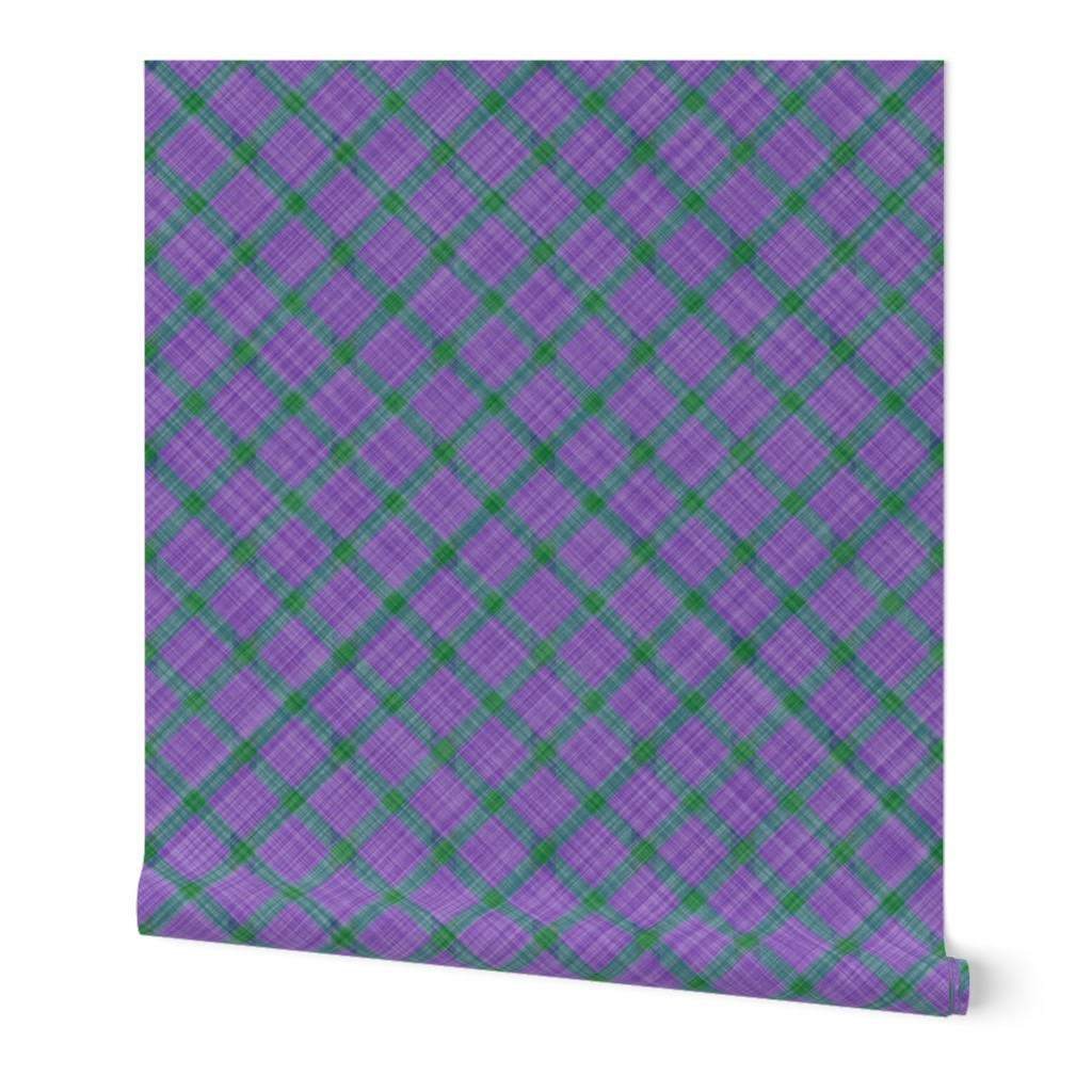 Grid Plaid Linen - Lavender Green