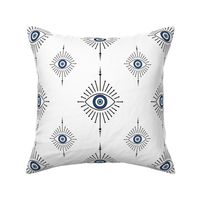 Geometric Blue and White Evil Eye Motif with Radiant Accents Medium scale