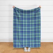 Blue Raspberry Plaid - Sky Blue, Navy Blue, Mint Green, And White Plaid