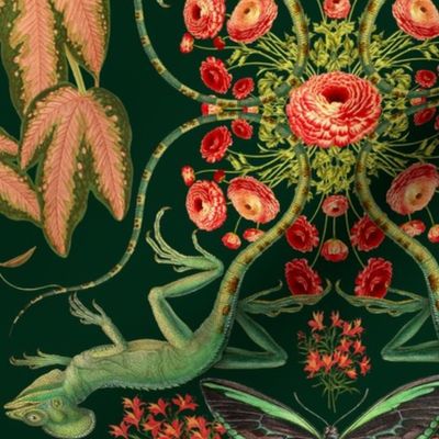 LIZARD DAMASK - MYSTERIOUS GARDEN COLLECTION (PINE)