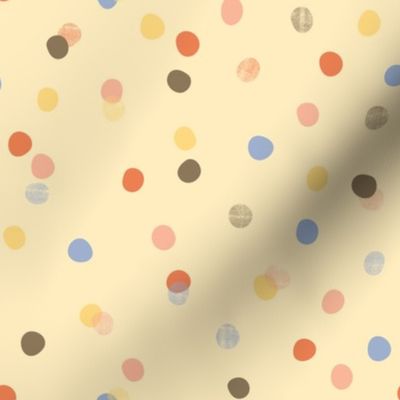 Confetti polka dots in muted yellow background – medium