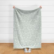 L | Find the Unicorns Floral Damask | Light Sage and White