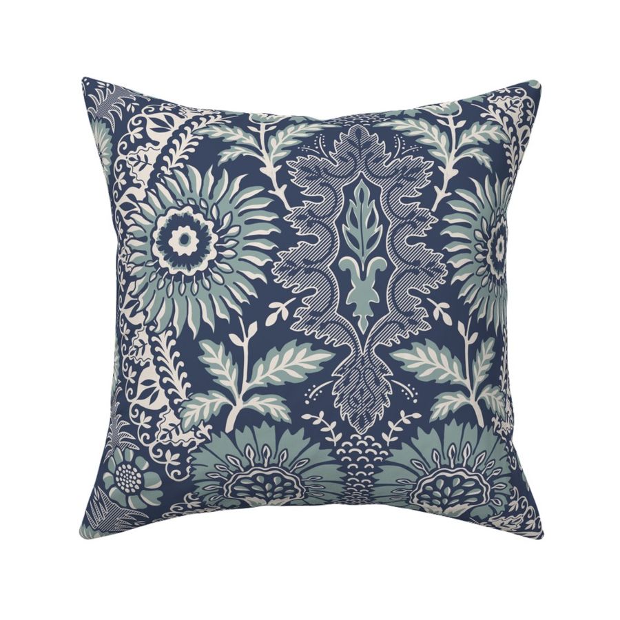 (L) Country House Folk Floral Damask blue