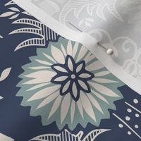 (L) Country House Folk Floral Damask blue