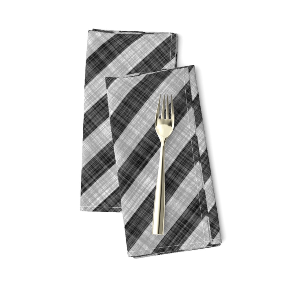 Diagonal Linen Stripe - Black White