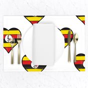 Ugandan Flag Heart Uganda Love Repeating Pattern White