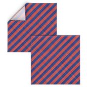 Diagonal Linen Stripe - Blue Red
