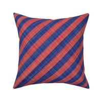 Diagonal Linen Stripe - Blue Red