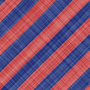 Diagonal Linen Stripe - Blue Red