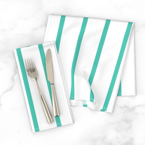 CRISP SUMMER STRIPE - AQUA AND WHITE