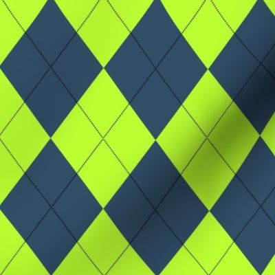 Lime Green Dusty Blue Argyle