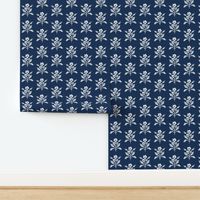 Block Print Floral on Navy, Medium