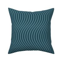 Two Tone Teal Blue Vertical Wave Pattern - 1.33" Wide Repeat