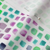 Watercolour Bright Green Violet Squares Mosaic Tiles - small scale