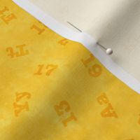 Sunshine Yellow Letters and Numbers Patchwork Quilting Blender Print