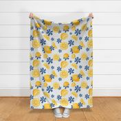 Lemon Joy | Lemon and Flower | Blue and Yellow