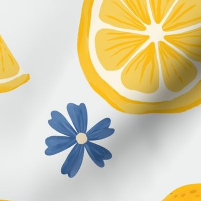 Lemon Joy | Lemon and Flower | Blue and Yellow