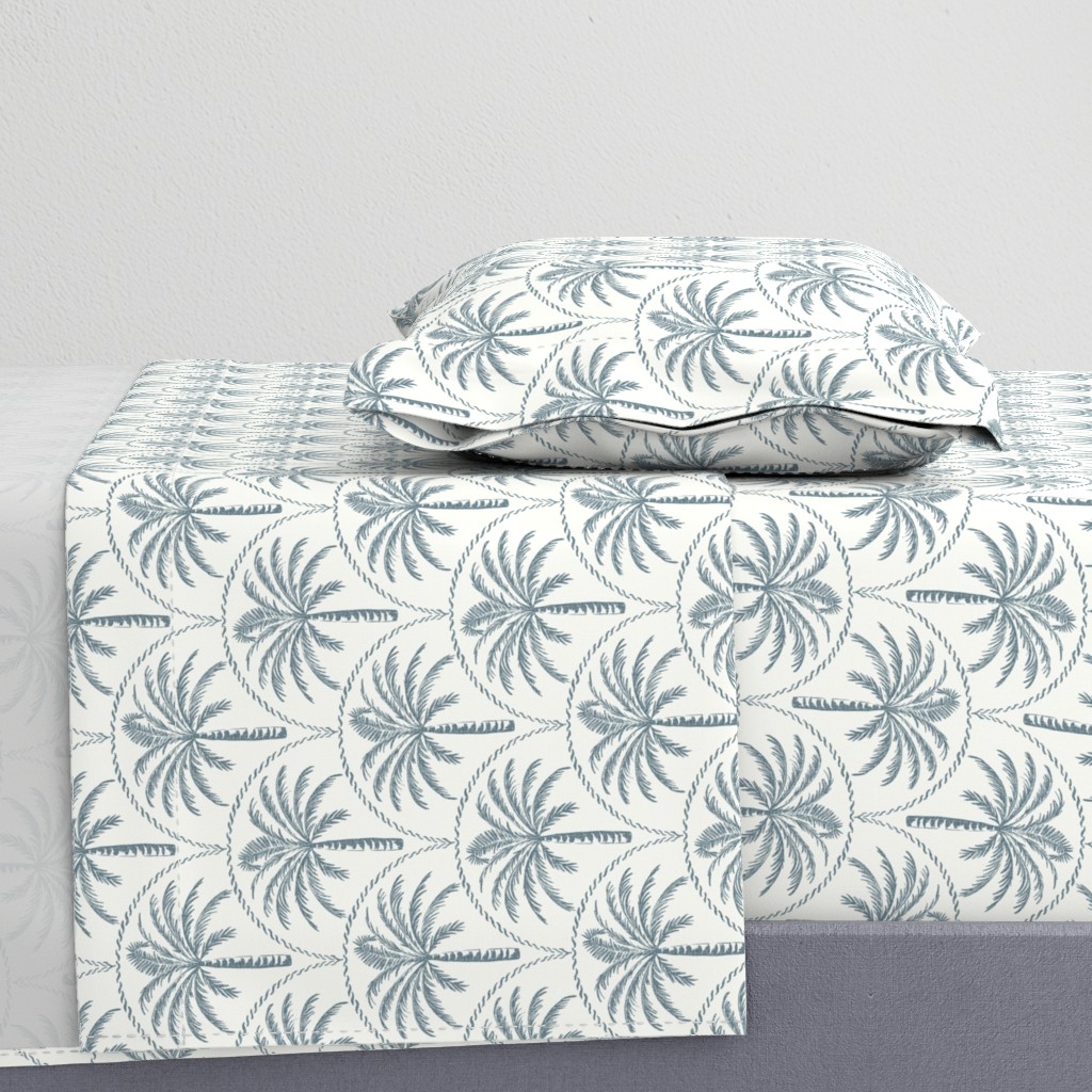 textured block print coastal palm tree scallop in meditteraneo