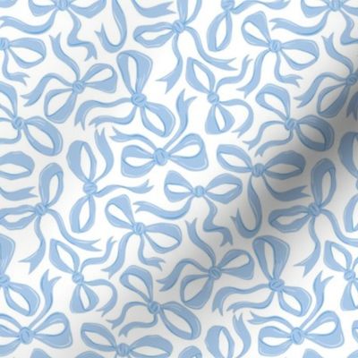 Medium grandmillennial ditsy toss ribbon bows Baby Blue