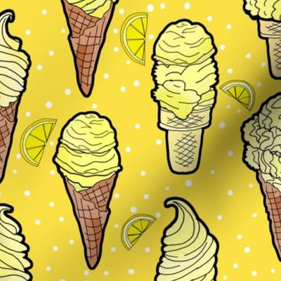 Lemon Ice Cream Cones (Yellow)