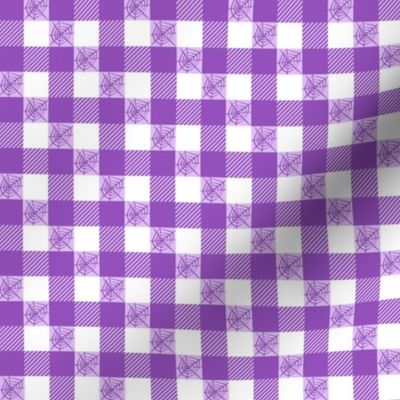 Spooky Harvest Picnic Plaid – plaid pattern in hues of purple with spiderwebs - small (S) scale - classic, cozy, autumn, fall,  home decor, spooky, halloween, thanksgiving