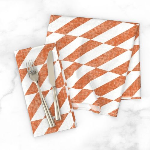 Terracotta and White Diagonal Checkerboard Stripes - Large