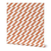 Terracotta and White Diagonal Checkerboard Stripes - Large