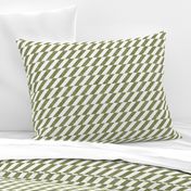 Olive Green and White Diagonal Checkerboard Stripes - Small