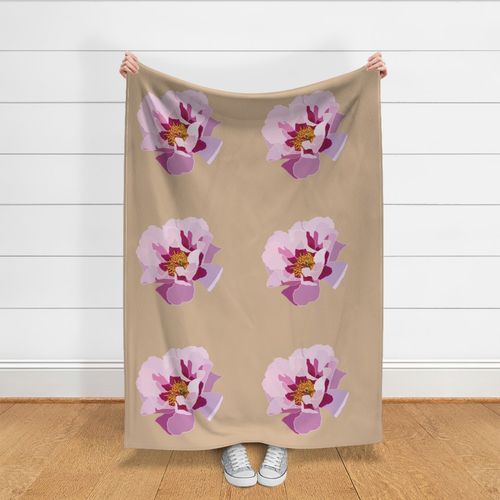 Pretty Floating Peonies - neutral biscuit beige, Jumbo extra large scale 