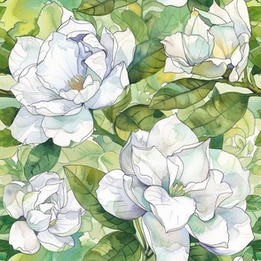 Gardenia Watercolor Flowers