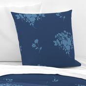 Navy Blue Tonal Silhouette Floral Jumbo Scale - Moody Blues