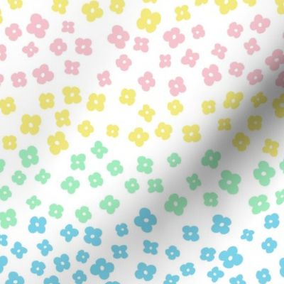 Ditsy Scattered Floral Rainbow Flowers on White by Joyseeker Studio