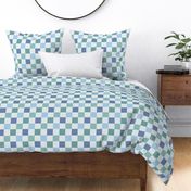 (L) Multi Color Checkerboard – Blues and Greens - Large